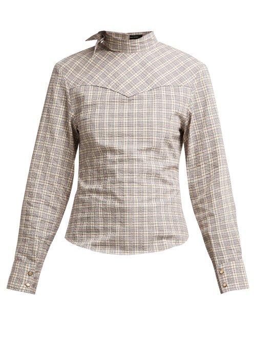Matchesfashion.com Isabel Marant - Reiki Checked Cotton Top - Womens - Ivory