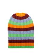 Ladies Accessories The Elder Statesman - Bunny Echo Striped Ribbed-cashmere Beanie Hat - Womens - Green Multi