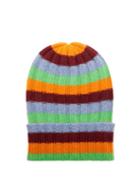 Ladies Accessories The Elder Statesman - Bunny Echo Striped Ribbed-cashmere Beanie Hat - Womens - Green Multi
