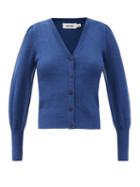 Matchesfashion.com Cefinn - The Eva Balloon-sleeve Merino Wool-blend Cardigan - Womens - Light Blue
