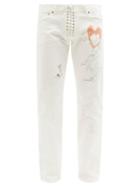 Mens Rtw Ludovic De Saint Sernin - X Jack Taylor Lovatt Lace-up Slim-leg Jeans - Mens - White