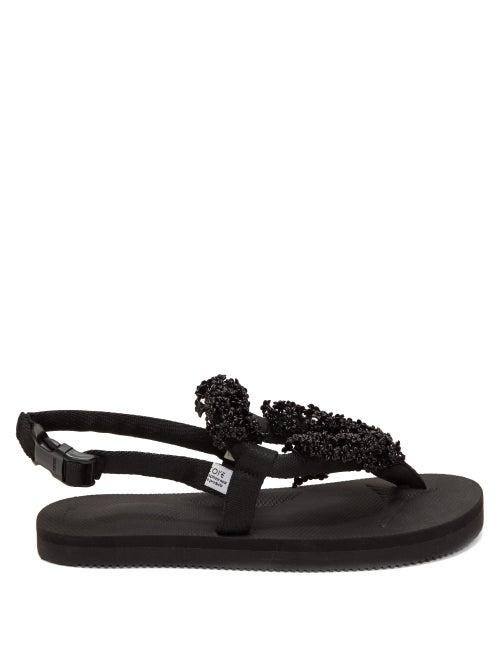 Matchesfashion.com Cecilie Bahnsen - X Suicoke Kat Flower-beaded Sandals - Womens - Black