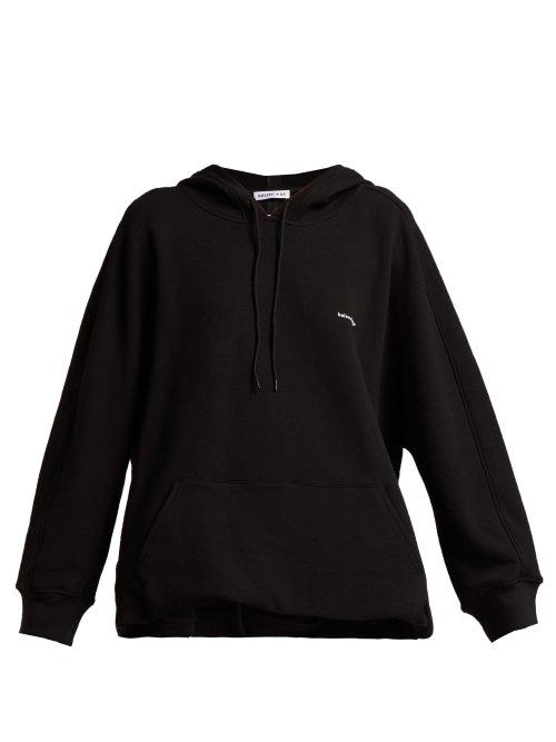Matchesfashion.com Balenciaga - Cocoon Logo Embroidered Hooded Sweatshirt - Womens - Black