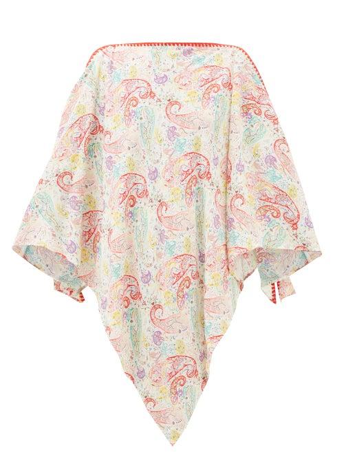 Etro - Cutout-shoulder Paisley-print Poncho - Womens - White Multi