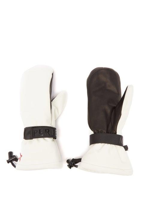 Perfect Moment - Davos Technical-shell And Leather Ski Mitts - Womens - White