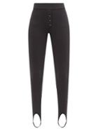 Ganni - Stirrup Ribbed-jersey Leggings - Womens - Dark Grey