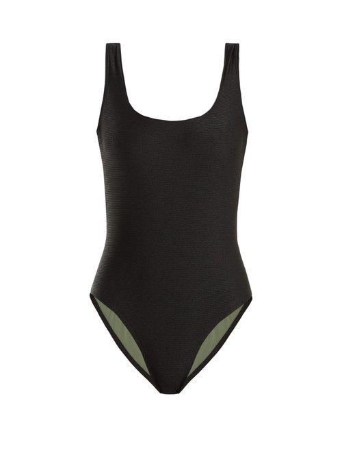 Matchesfashion.com Bower - Ideal Square Neck Ribbed Swimsuit - Womens - Black