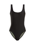 Matchesfashion.com Bower - Ideal Square Neck Ribbed Swimsuit - Womens - Black