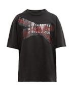 Matchesfashion.com Maison Margiela - Oversized Caution Print Cotton T Shirt - Mens - Black