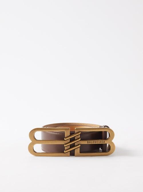 Balenciaga - Bb Leather Belt - Mens - Brown