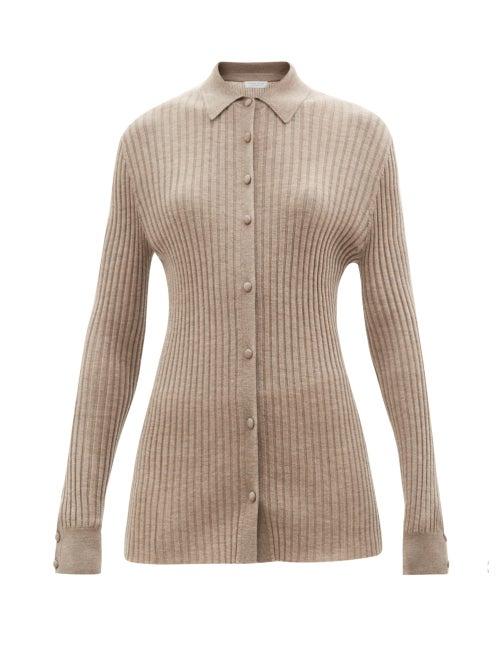 Gabriela Hearst - William Ribbed Cashmere-blend Cardigan - Womens - Beige