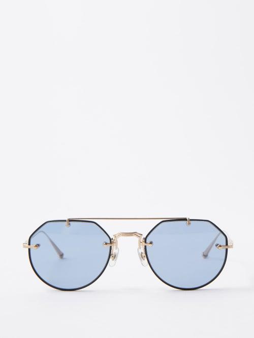 Matsuda - Aviator Acetate And Titanium Sunglasses - Mens - Black Multi
