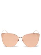 Matchesfashion.com Linda Farrow - Ida Cat-eye 18kt Rose Gold-plated Sunglasses - Womens - Pink