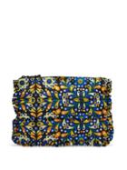 Matchesfashion.com La Doublej - Confetti Blue Print Ruffle Trimmed Pouch - Womens - Blue Multi