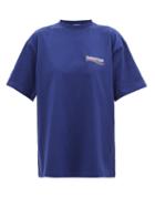 Balenciaga - Campaign Logo-embroidered Cotton-jersey T-shirt - Womens - Blue White