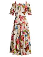 Dolce & Gabbana Butterfly And Padlock-print Off-the-shoulder Dress