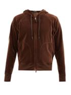 Tom Ford - Zipped Cotton-blend Velour Hooded Sweatshirt - Mens - Brown