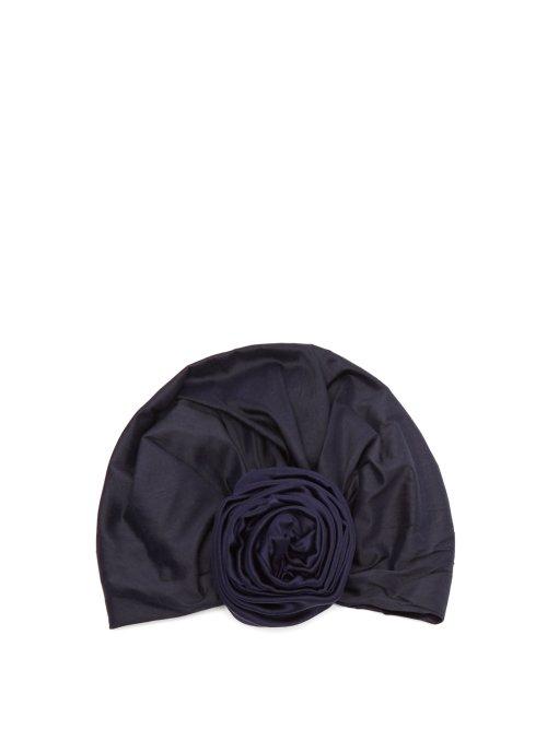 Matchesfashion.com Julia Clancey - Edith Reversible Silk Turban Hat - Womens - Navy