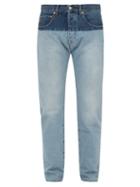 Matchesfashion.com Vetements - Two Tone Straight Leg Jeans - Mens - Light Blue