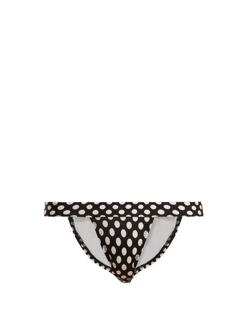 Matchesfashion.com Norma Kamali - 17 Banded Polka Dot Bikini Briefs - Womens - Black Multi