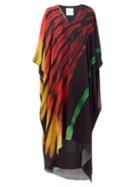 Matchesfashion.com Halpern - Flame Brushstroke-print Chiffon Kaftan Dress - Womens - Black Print