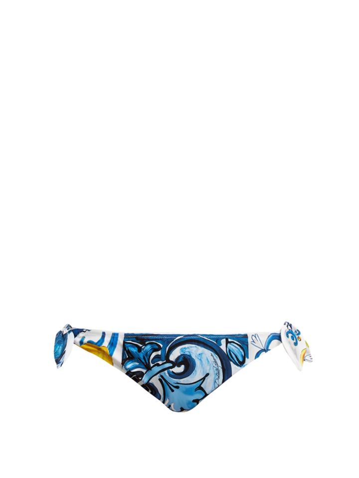 Dolce & Gabbana Majolica-print Bandeau Bikini Set