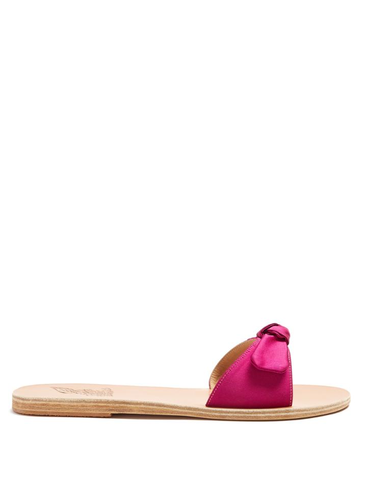 Ancient Greek Sandals Alki Satin And Leather Slides
