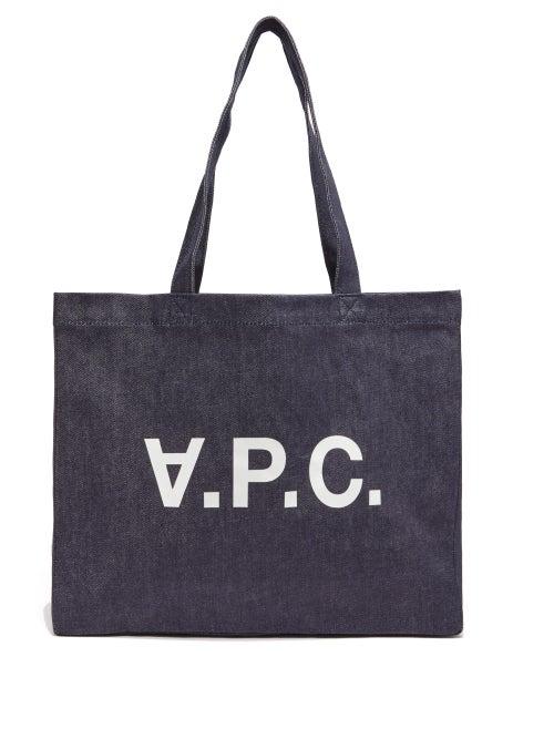 A.p.c. - Daniela Logo-print Denim Tote Bag - Womens - Navy