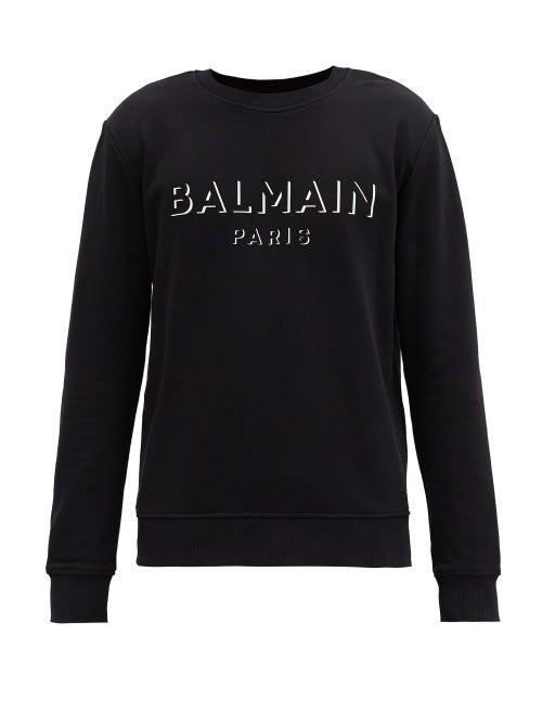 Matchesfashion.com Balmain - Logo-print Cotton-jersey Sweatshirt - Mens - Black