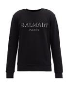 Matchesfashion.com Balmain - Logo-print Cotton-jersey Sweatshirt - Mens - Black
