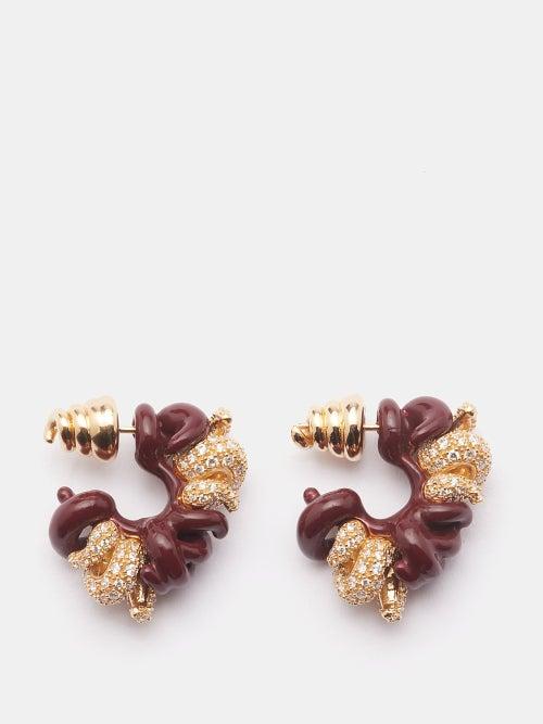 Bottega Veneta - Twisted Crystal & Gold-vermeil Hoop Earrings - Womens - Gold Multi