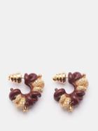 Bottega Veneta - Twisted Crystal & Gold-vermeil Hoop Earrings - Womens - Gold Multi