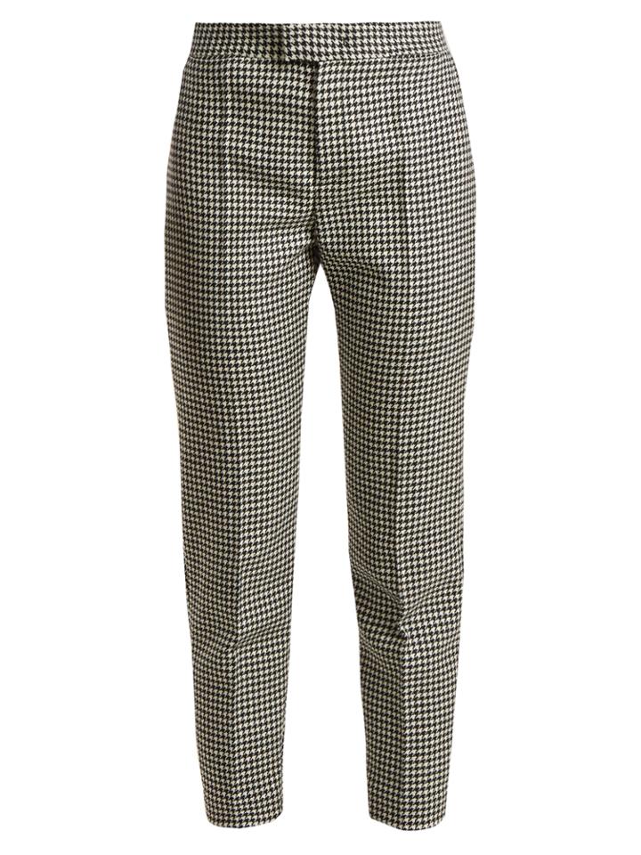 Redvalentino Slim-leg Hound's-tooth Wool Cropped Trousers