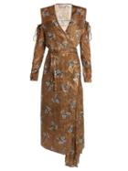 Matchesfashion.com Preen By Thornton Bregazzi - Hayett Printed Satin Devor Dress - Womens - Gold Multi