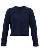 Matchesfashion.com Proenza Schouler White Label - Cropped Ribbed Cotton-blend Sweater - Womens - Navy