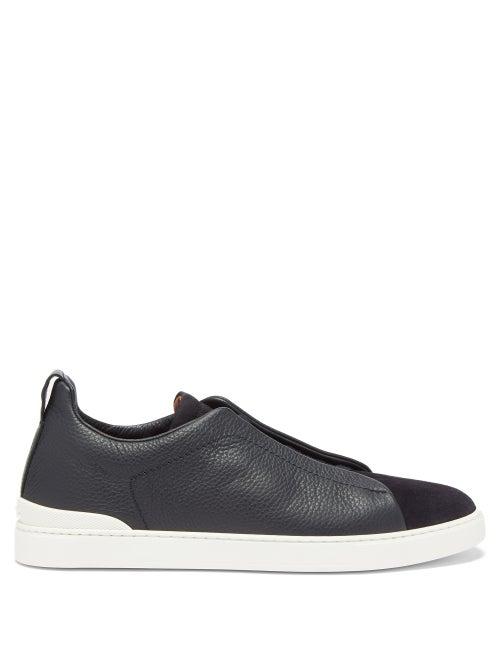 Ermenegildo Zegna - Triple Stitch Suede Trainers - Mens - Navy