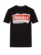 Matchesfashion.com Versace - Newspaper Print Cotton T Shirt - Mens - Black