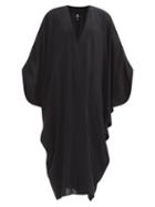 Matchesfashion.com Su Paris - Palma V-neck Crepe Midi Kaftan - Womens - Black