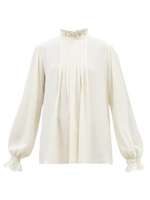 See By Chlo - Pleated Crepe De Chine Blouse - Womens - Ivory