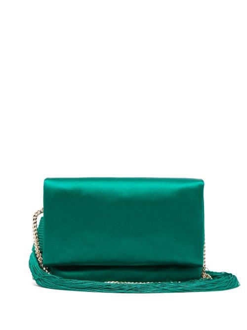 Matchesfashion.com Galvan - Tasselled Satin Shoulder Bag - Womens - Green