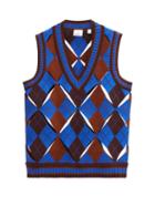 Matchesfashion.com Burberry - Maliyah Sleeveless Argyle Wool-blend Sweater - Womens - Blue Multi