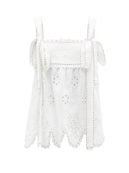 Ladies Rtw Vita Kin - Colette Broderie-anglaise Linen Top - Womens - White