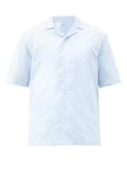 Matchesfashion.com Sunspel - Cuban-collar Striped Cotton Shirt - Mens - Light Blue
