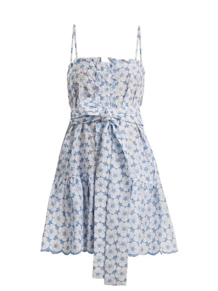 Lisa Marie Fernandez Floral-embroidered Cotton Slip Dress
