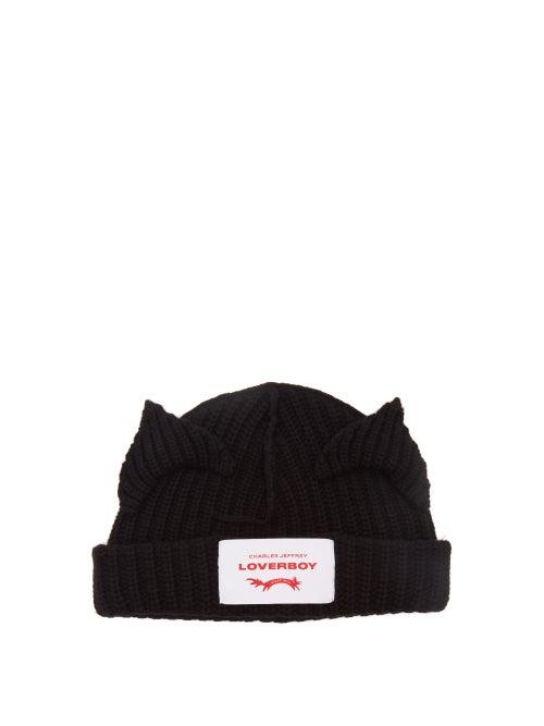 Charles Jeffrey Loverboy - Ears Wool-blend Beanie Hat - Womens - Black