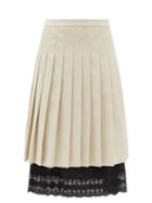 Ladies Rtw Vaquera - Lace-trimmed Pleated Twill Skirt - Womens - Ivory