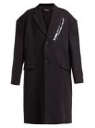 Matchesfashion.com Raf Simons - Scarf Insert Single Breasted Wool Coat - Womens - Black Multi