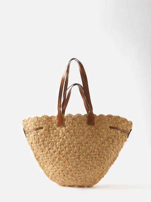 Isabel Marant - Coiba Leather-trimmed Raffia Tote Bag - Womens - Beige Multi