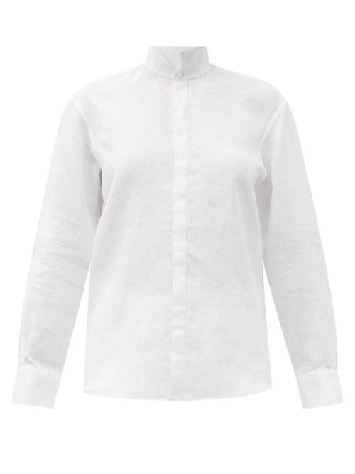 Matchesfashion.com Bourrienne Paris X - Scenariste Wing-collar Linen Shirt - Womens - White