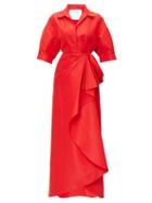 Matchesfashion.com Carolina Herrera - Bow-waist Silk-faille Gown - Womens - Red